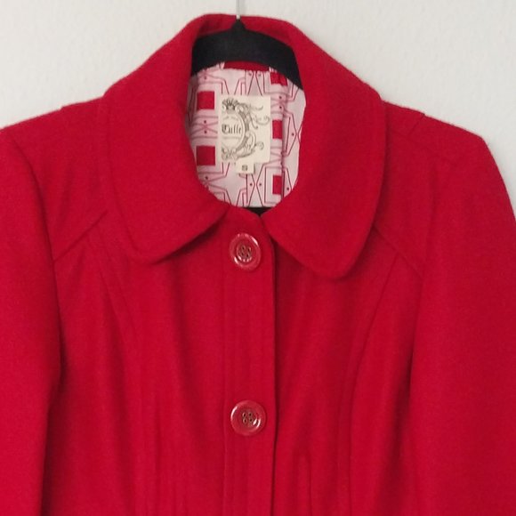 Tulle Anthropologie Red Wool and Viscose Blend Button Up Coat - Picture 4 of 10